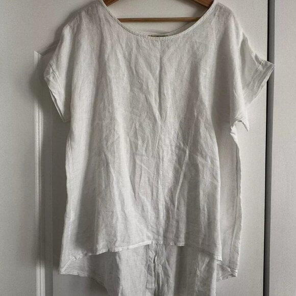 Terzo Millennio 100% Linen Top Size Small White Blouse Made In Italy Designer - Picture 1 of 2